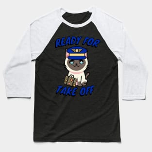 Funny siamese cat is a pilot Baseball T-Shirt